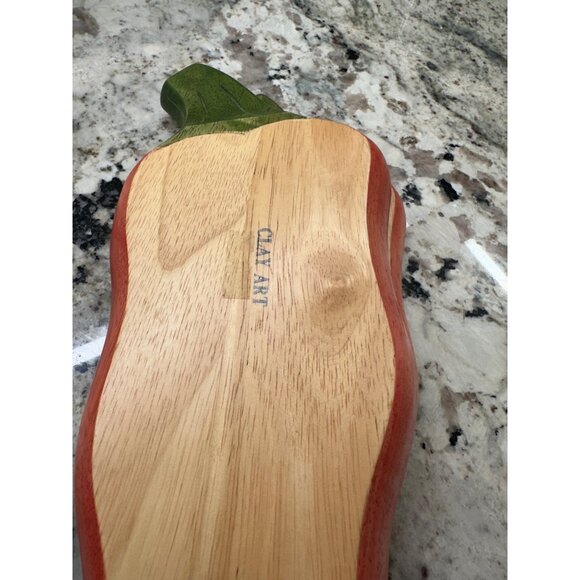 3 VTG Clay Art Handcrafted Wooden Chili Pepper Shaped stackable Serving Trays - Picture 6 of 16